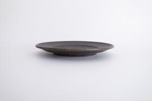 錆釉8寸リム皿