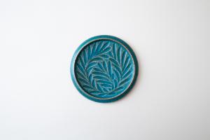 しのぎ丸プレート フラット 6寸 青 A