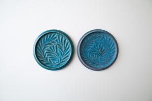 しのぎ丸プレート フラット 6寸 青 A