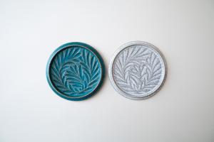 しのぎ丸プレート フラット 6寸 墨白 A