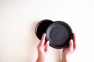 錆釉 台皿鉢