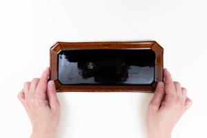 飴釉 八角長角皿