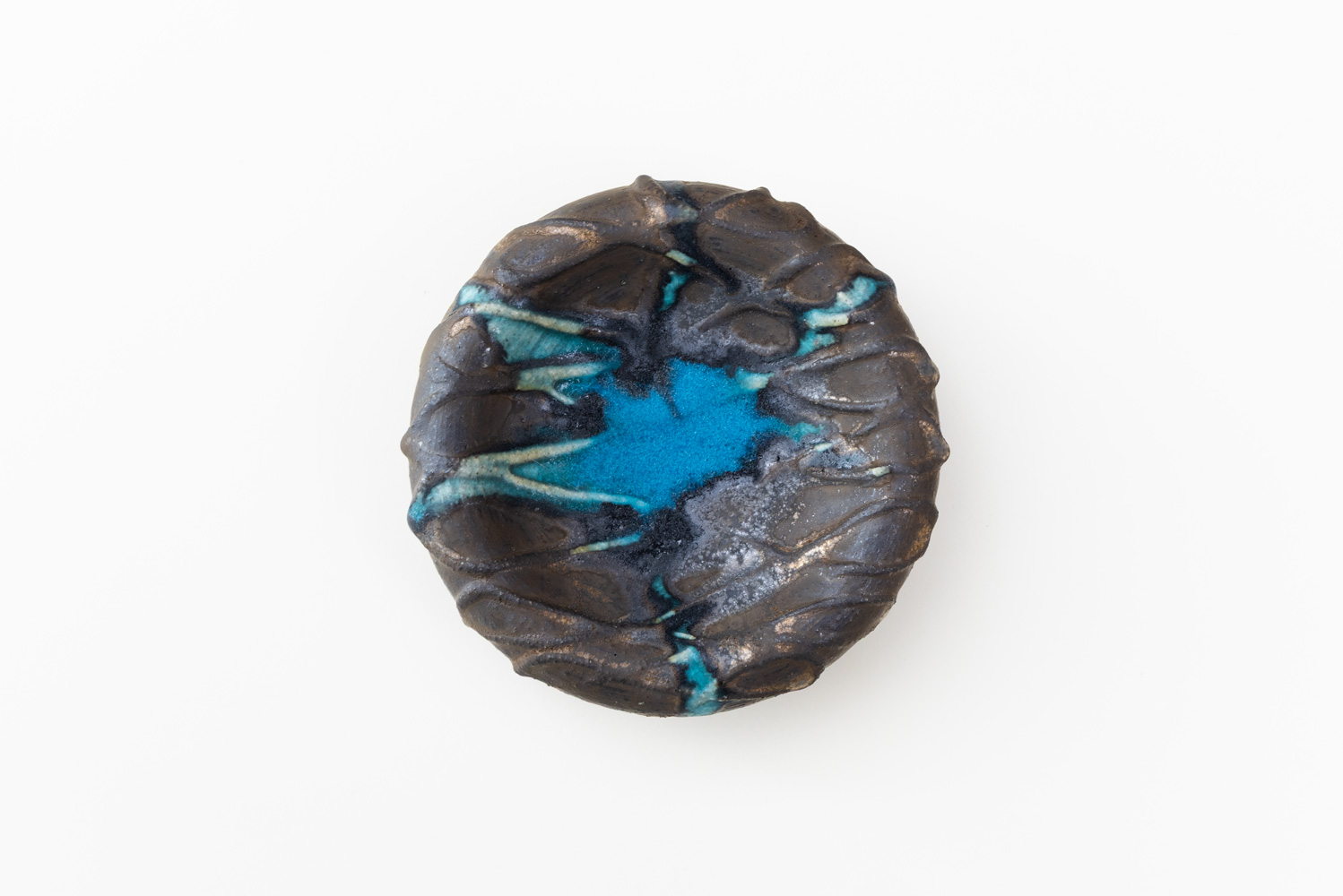 くぼみ台皿 4寸 青黒 C