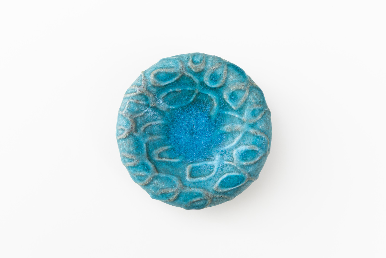 くぼみ台皿 4寸 青 A