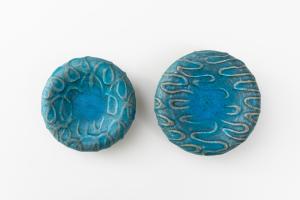 くぼみ台皿 4寸 青 A