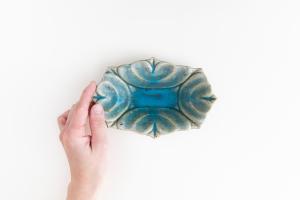 ハート鉢 長方 M 青