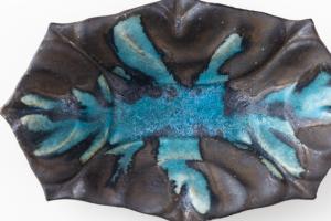 ハート鉢 長方 M 青黒