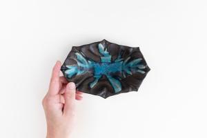 ハート鉢 長方 M 青黒