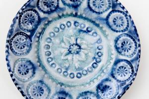 灰釉呉須 5.5寸皿 B