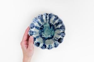 灰釉呉須 中鉢 A