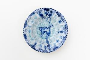 灰釉呉須 中鉢 D