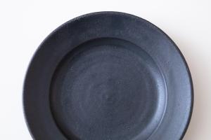 黒釉 リム皿 5寸