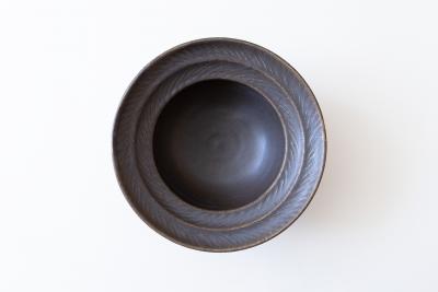 錆釉 リーフリムボウル 8寸