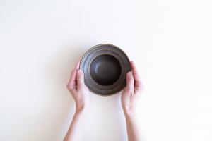 錆釉 リーフリムボウル 5寸