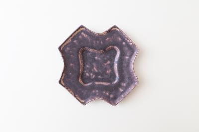 灰紫 変形 リム皿