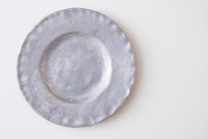 銀彩 リム皿 5寸