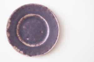 灰紫 リム皿 5寸