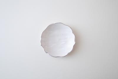 粉引 雲流皿 5寸