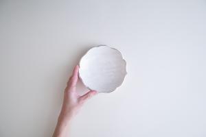 粉引 雲流皿 5寸