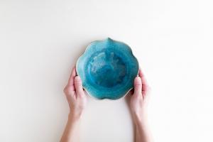 3トンガリ 深鉢 6寸 青 A2