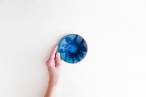 ぼうし鉢 4寸 インディゴ F