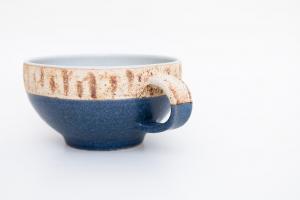 スクラッチ　スープマグ　丸型　青