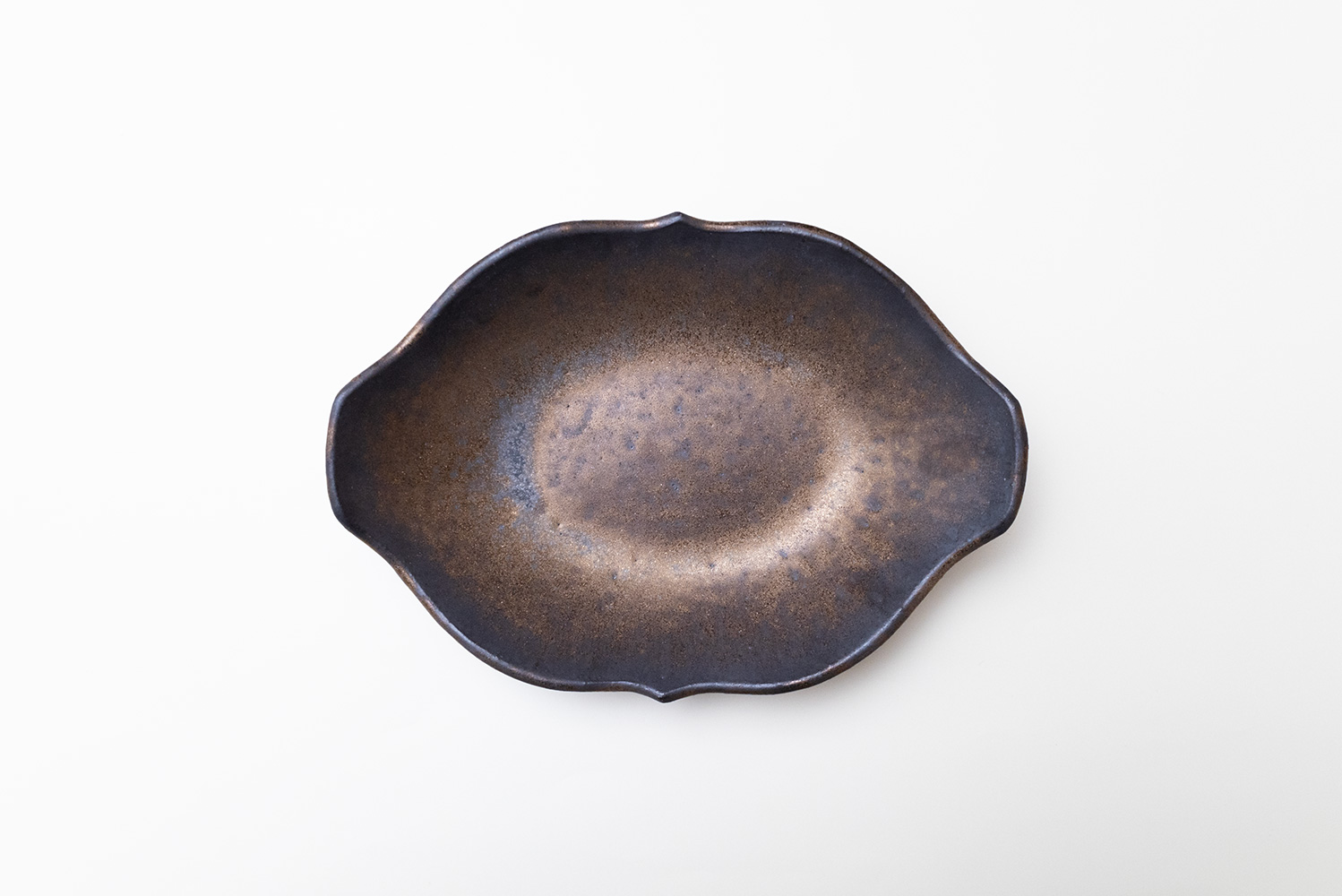 金釉　楕円洋深皿