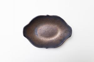 金釉　楕円洋深皿