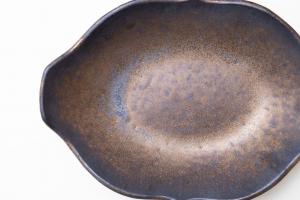 金釉　楕円洋深皿