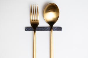 金釉　カトラリーレスト　ひし形