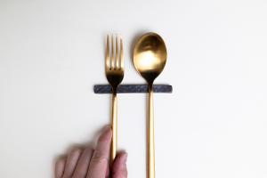 金釉　カトラリーレスト　ひし形