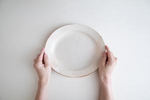 鉄散だ円リム皿 大