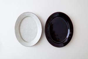 飴釉オバール皿 大