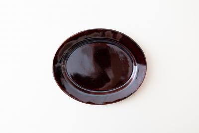 飴釉オバール皿 大
