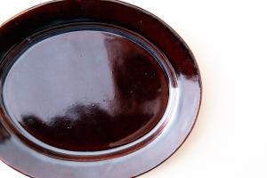 飴釉オバール皿 大