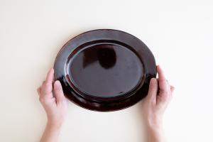飴釉オバール皿 大
