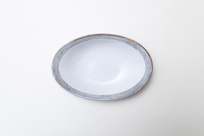 渕荒横彫楕円皿 中
