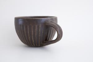 錆釉しのぎスープカップ