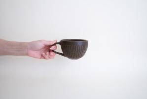 錆釉しのぎスープカップ