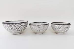 しのぎ丸飯碗 特大 白