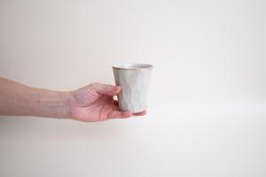 面取り湯呑み 白