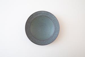 しのぎリム皿 中 緑