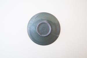 しのぎリム皿 中 緑