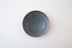 縄目しのぎリム皿 中 緑