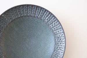 縄目しのぎリム皿 中 緑