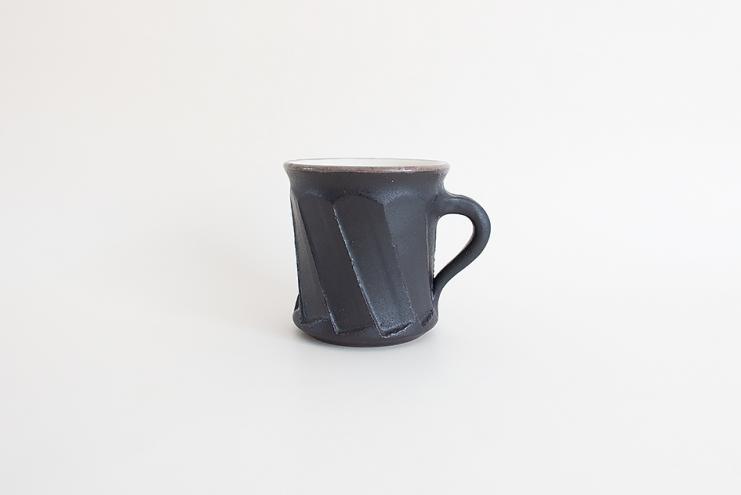 黒釉しのぎコーヒーカップ