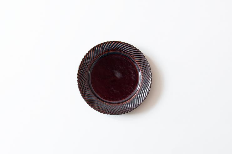 飴釉しのぎ5寸リム皿