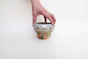 灰釉 植木鉢 中 C