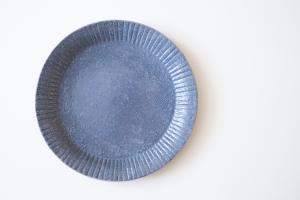 グレー釉ラッフルプレート M