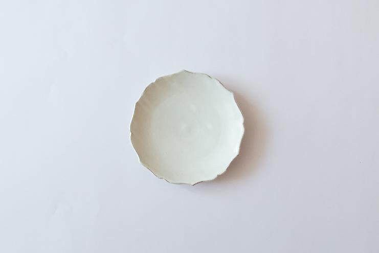 綾花皿 小 粉引